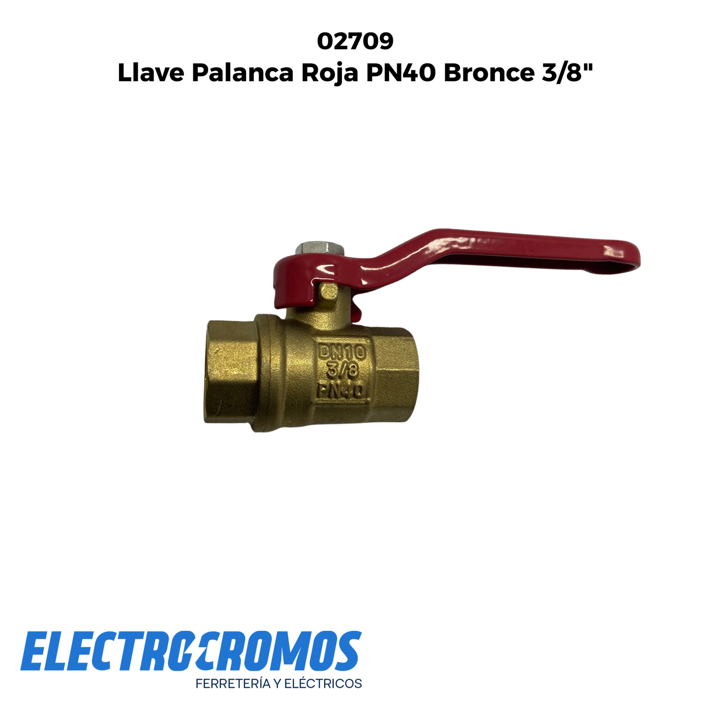 Llave Palanca Roja PN40 Bronce 3/8"