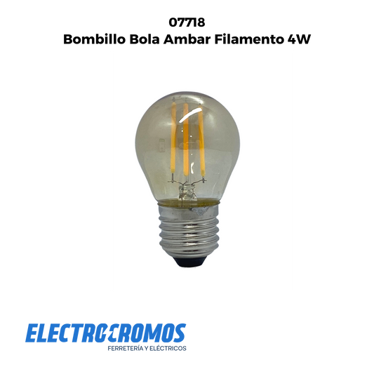Bombillo Bola Ambar Filamento 4W