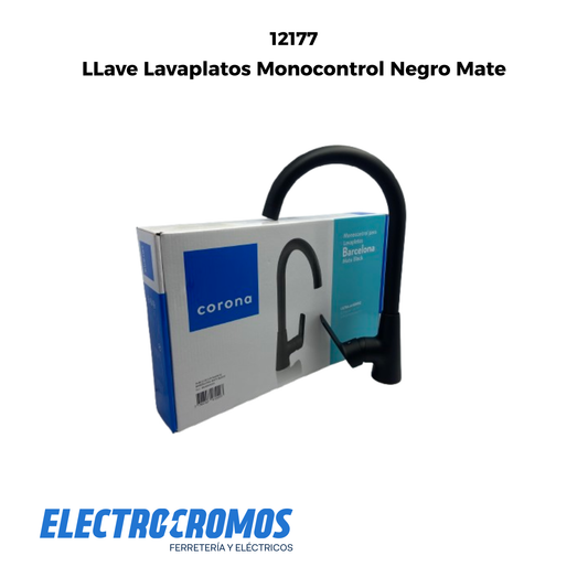 LLave Lavaplatos Monocontrol Negro Mate Barcelona Corona