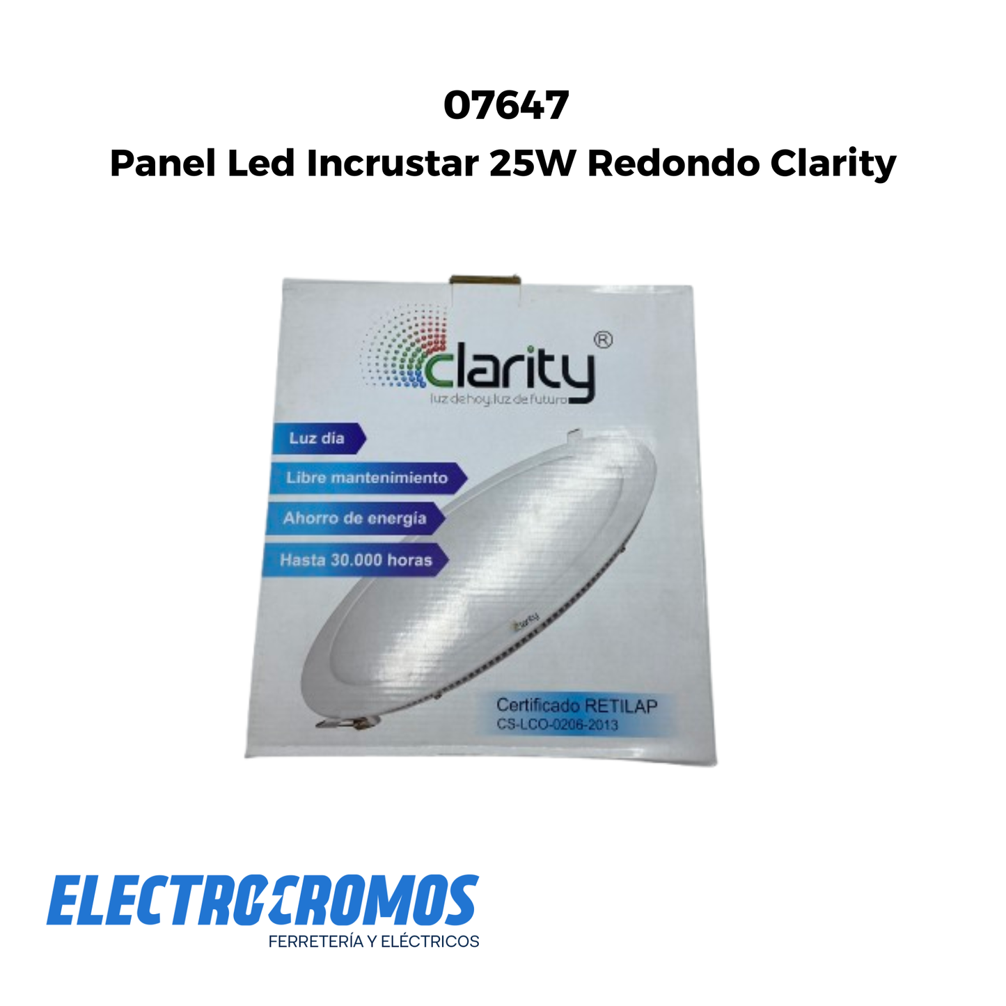 Panel Led Incrustar 25W Redondo Clarity