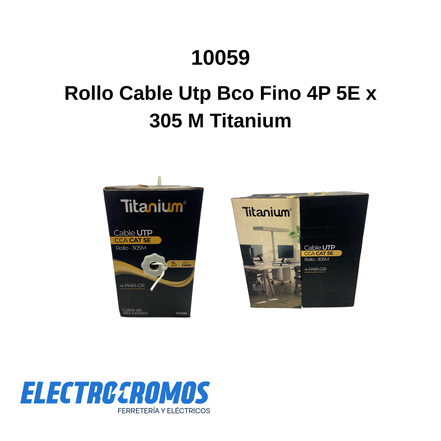 Rollo Cable Utp Bco Fino 4P 5E x 305 M Titanium/Duke/Techman