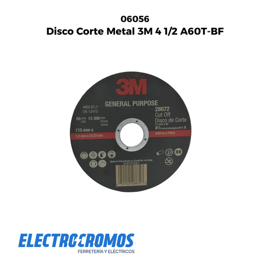Disco Corte Metal 3M 4 1/2 A60T-BF