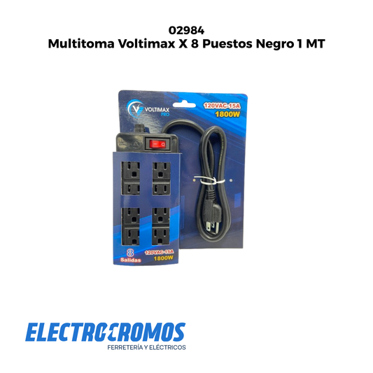 Multitoma Voltimax X 8 Puestos Negro 1 MT