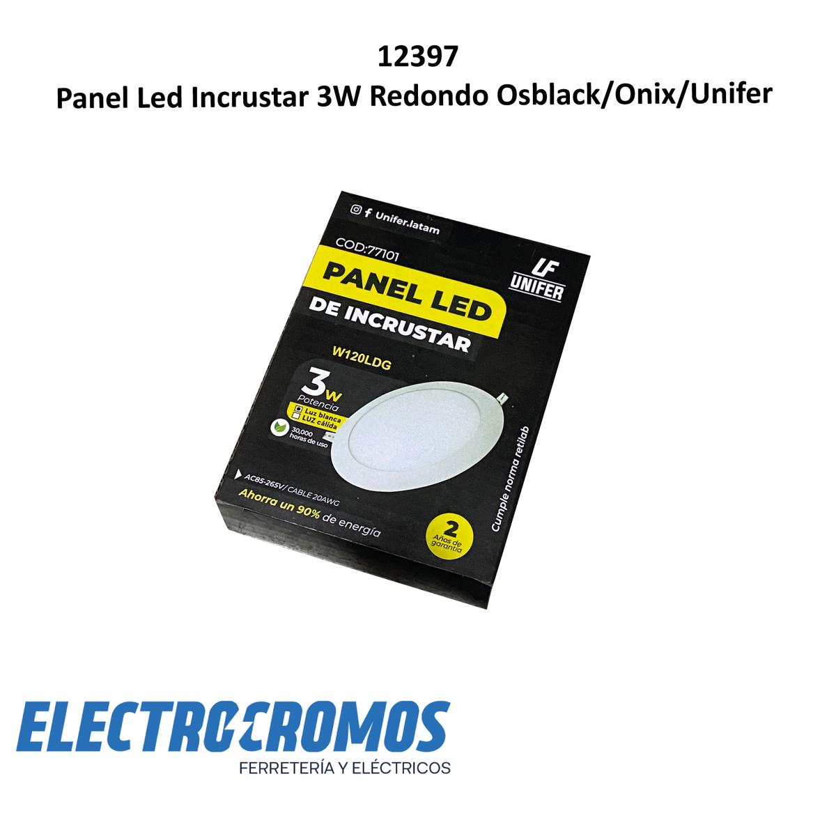 Panel Led Incrustar 3W Redondo Osblack/Onix/Unifer